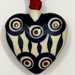 COPY - Boleslawiec Polish Pottery Ceramic Heart Christmas Tree Ornament